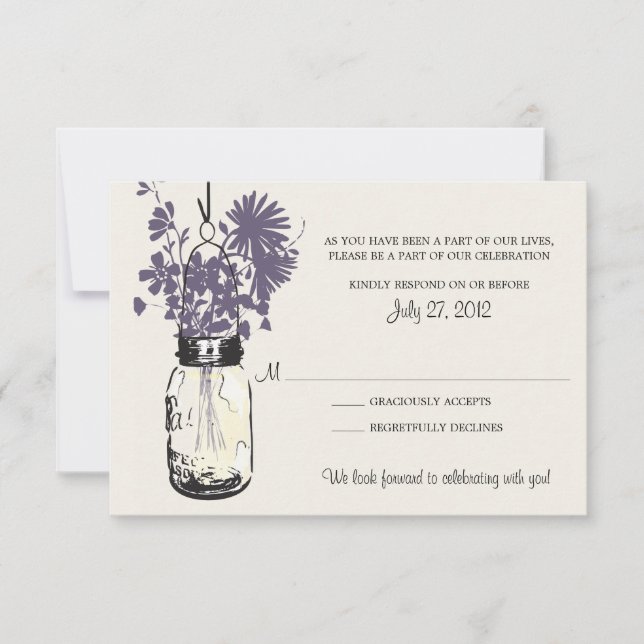 Carte de réponse Mason Jar & Fleurs sauvages (Devant)