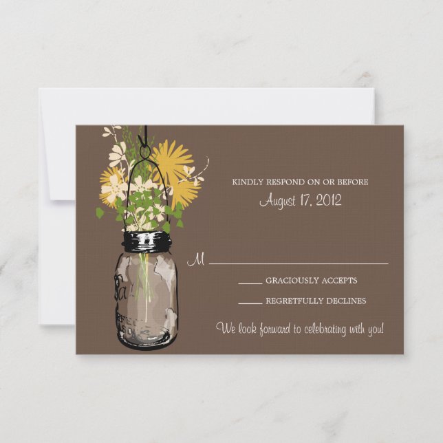 Carte de réponse Mason Jar & Fleurs sauvages (Devant)