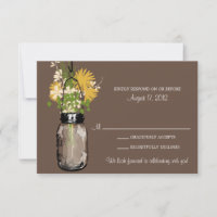 Carte de réponse Mason Jar & Fleurs sauvages