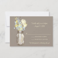 Carte de réponse Mason Jar & Fleurs sauvages