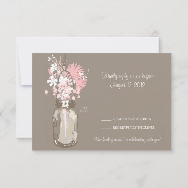 Carte de réponse Mason Jar & Fleurs sauvages (Devant)