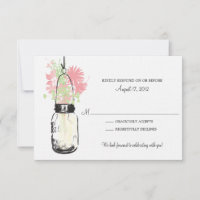 Carte de réponse Mason Jar & Wildflowers