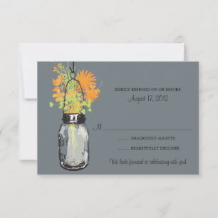 Carte de réponse Mason Jar & Wildflowers