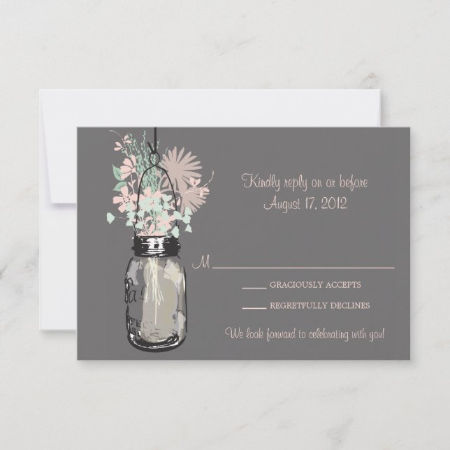 Carte de réponse Mason Jar & Wildflowers (Devant)