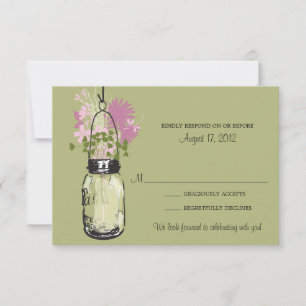Carte de réponse Mason Jar & Wildflowers