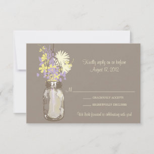 Carte de réponse Mason Jar & Wildflowers