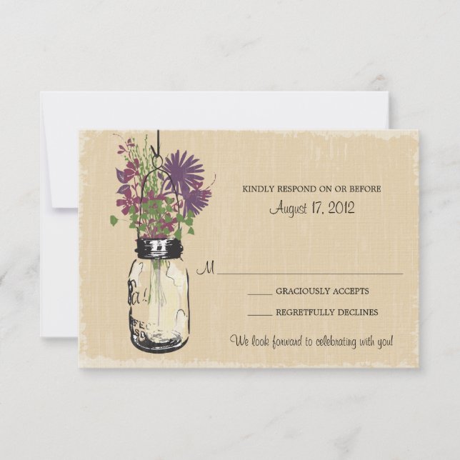 Carte de réponse Mason Jar & Wildflowers (Devant)