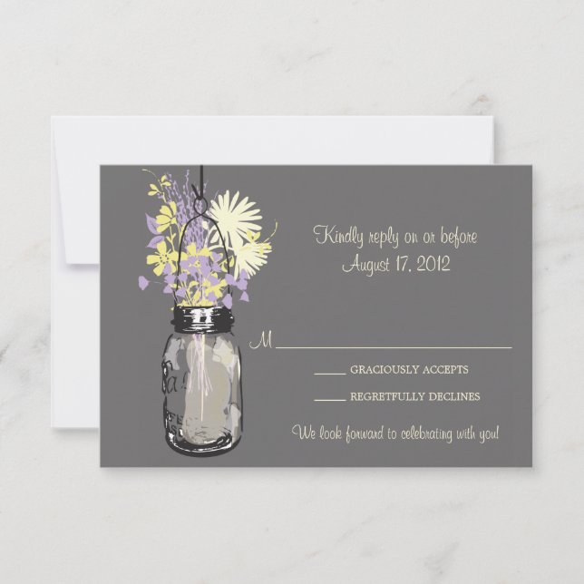 Carte de réponse Mason Jar & Wildflowers (Devant)