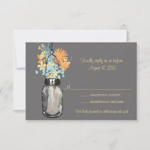 Carte de réponse Mason Jar & Wildflowers