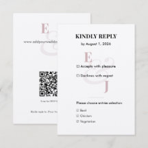 Carte de réponse minimale Mauve petite | Code QR
