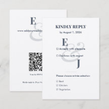 Carte de réponse minimale Navy petite | Code QR