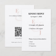 Carte de réponse minimale rose | Code QR