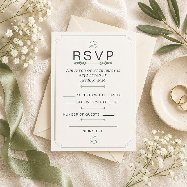 Carte de réponse minimale vert sauge modifiable (RSVP Card for modern garden weddings with timeless sage green elegance.)