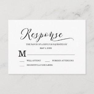 Carte de réponse minimaliste en noir et blanc
