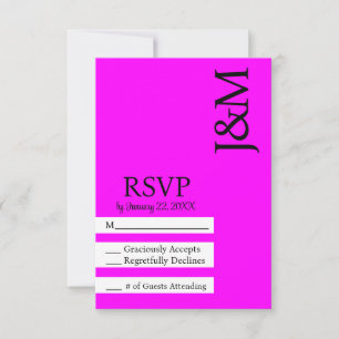 Carte de réponse minimaliste Fuchsia Magenta