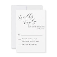 Carte de réponse minimaliste noir et blanc