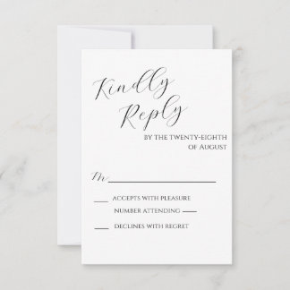 Carte de réponse minimaliste noir et blanc