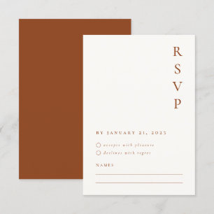 Carte de réponse minimaliste orange brûlé