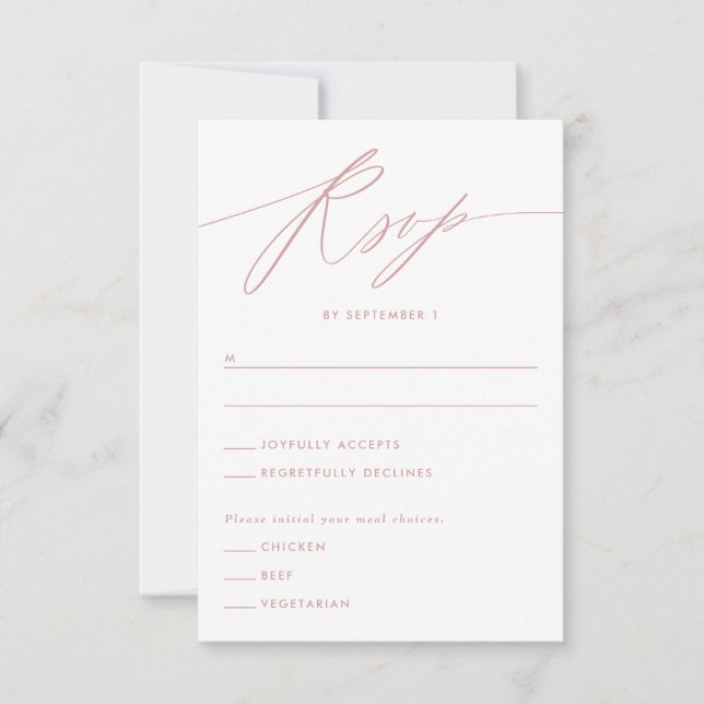 Carte de réponse minimaliste rose poussiéreuse (Devant)
