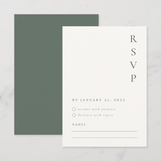 Carte de réponse minimaliste Sage (Devant / Derrière)