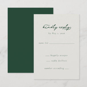 Carte de réponse minimaliste verte élégante