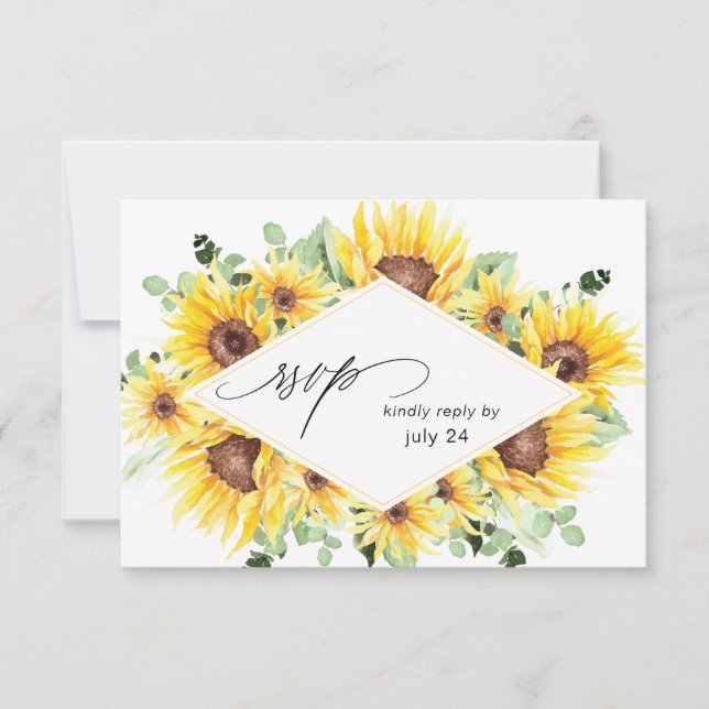 Carte de réponse MOD Fleur de tournesol & Eucalypt (Devant)