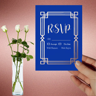 Carte de réponse moderne avec bordure en or rose s