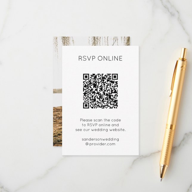 Carte de réponse moderne avec QR Code et photo en  (Devant/Arrière en situation)