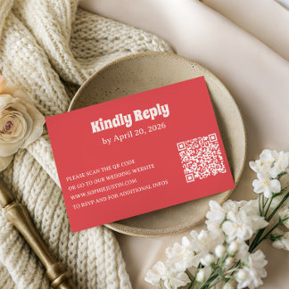 Carte de réponse moderne de corail avec code QR