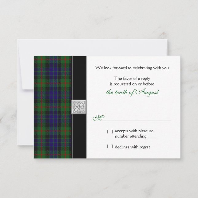 Carte de réponse moderne Gunn Tartan Wedding RSVP (Devant)