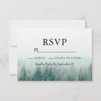 Carte de réponse moderne Misty Pines RSVP