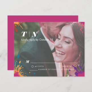 Carte de réponse moderne multicolore pour Mariages