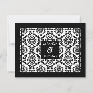 CARTE DE RÉPONSE MODERNE RSVP: couleurs damas 10