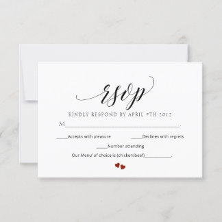 Carte de réponse moderne RSVP de mariage de script