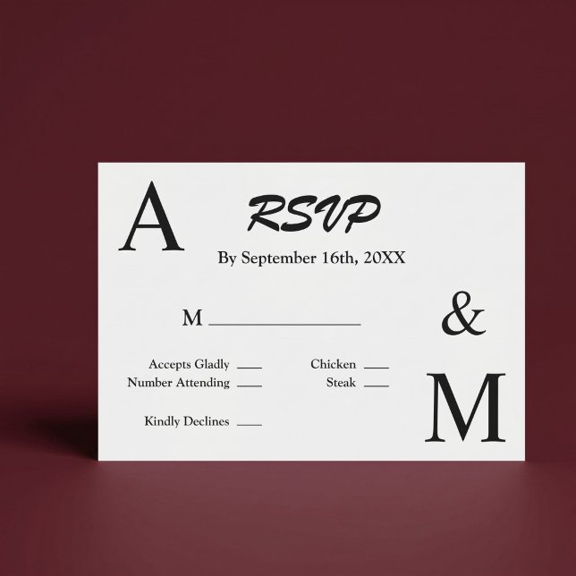 Carte de réponse monogramme à typographie minimali (Créateur téléchargé)