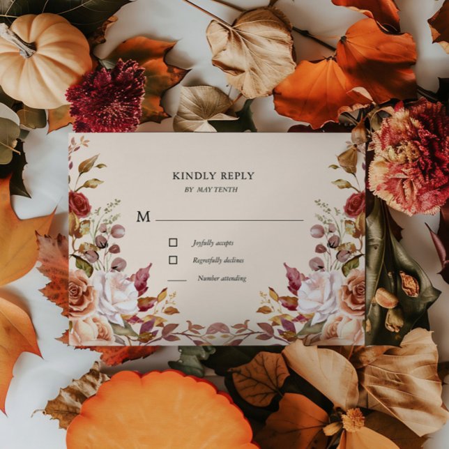 Carte de réponse Moody Autumn Floral RSVP (Créateur téléchargé)