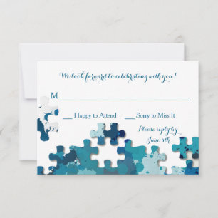 Carte de réponse Morceaux de Puzzle Bleus