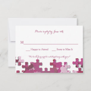 Carte de réponse Morceaux de Puzzle Rose