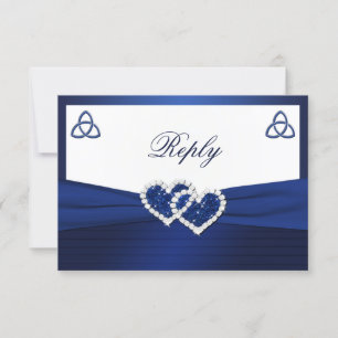 Carte de réponse Nœud d'amour celtique en bleu sap