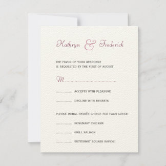 Carte de réponse officielle du mariage Plum violet