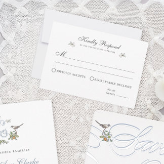 Carte de réponse Oiseaux de l'amour floral