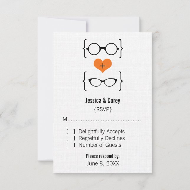 Carte de réponse Orange Geeky Glass (Devant)