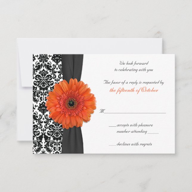 Carte de réponse Orange Gerbera Daisy Mariage dama (Devant)