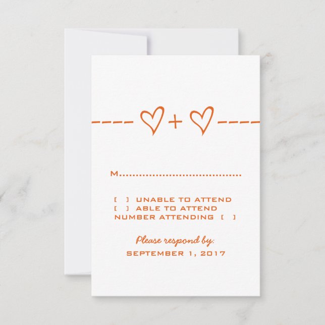 Carte de réponse Orange Heart Equation (Devant)