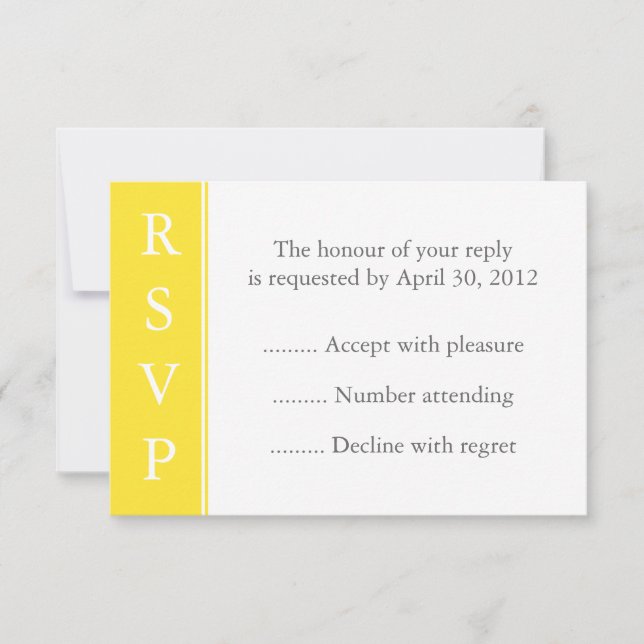 Carte de réponse ou RSVP d'événement jaune canari (Devant)