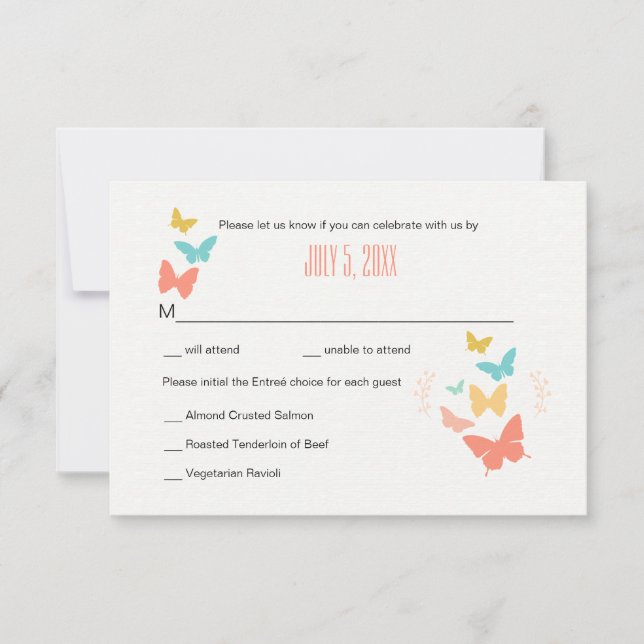 Carte de réponse Papillon Canvas (Devant)