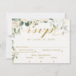 Carte de réponse par courrier pour mariage White P