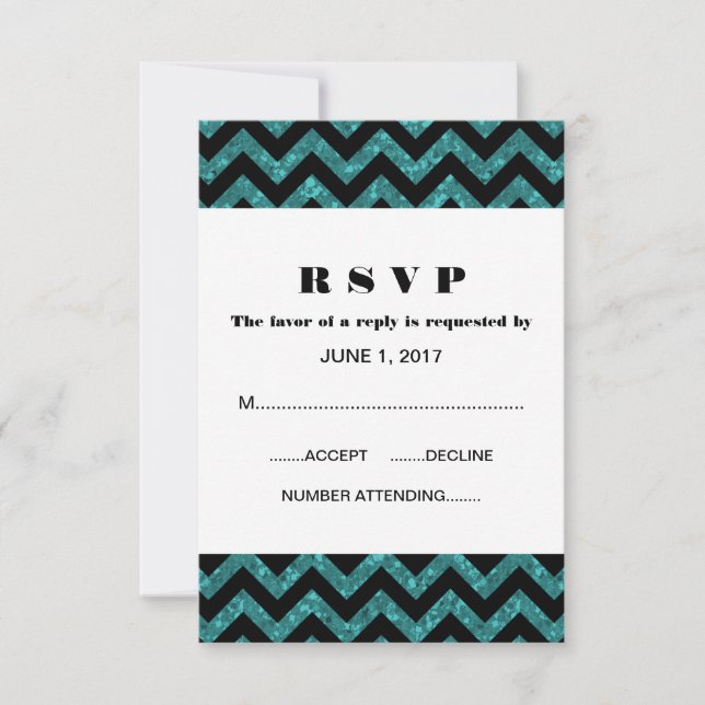 Carte de réponse Parties scintillant Chevron turqu (Devant)