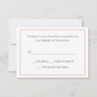 Carte de réponse Peach et White Mariage