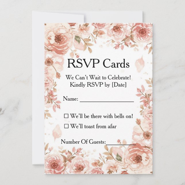 Carte de réponse personnalisable aux roses florale (Devant)